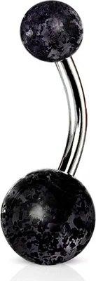 Produktbild von viva-adorno Bauchnabel Piercing Banane Barbell Chirurgenstahl Glitzer Kugeln Acryl Z317, schwarz