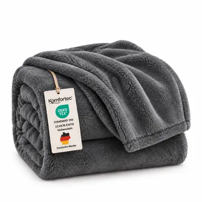 Produktbild von Komfortec Kuscheldecke, Super Weiche Fleecedecke 260 g/m², 220x240 cm, Anthrazit