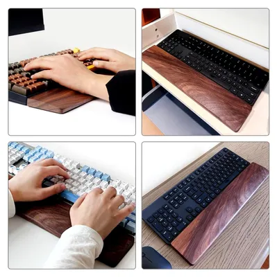 Produktbild von Ergonomische Handgelenkauflage aus Walnussholz für mechanische Tastaturen – tragbar und entlastend für die Handgelenke beim Arbeiten und Spielen