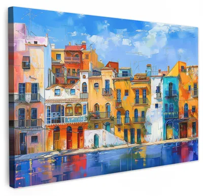 Obrázok produktu pre Elzusha - Obraz na plátne, 120x80 cm, dekorácia na stenu, architektúra, moderný štýl, vodný priekop