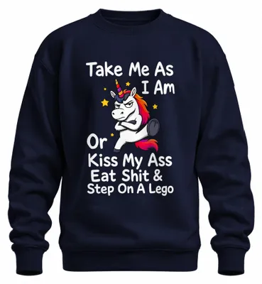 Imagen del producto de "Acéptame como soy o lárgate" - Sudadera con estampado sarcástico, color azul marino, talla L