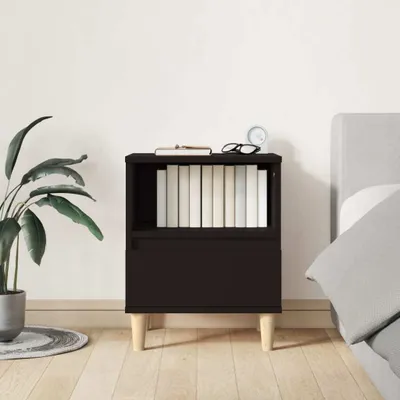 Image de The Living Store Table de nuit noire 40x35x50 cm