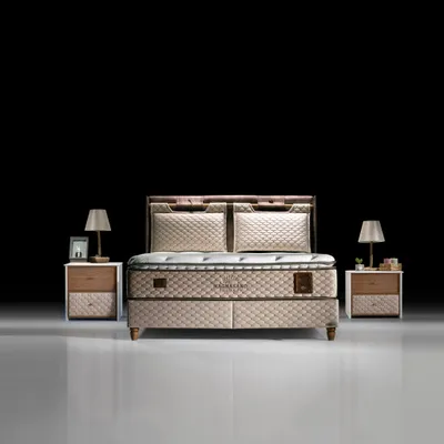 Produktbild von Bambi Boxspringbett 180x200 mit Bettkasten mit Matratzen Magnasand Therapy Set Stauraum 7-Komfortzonen H3 Braun