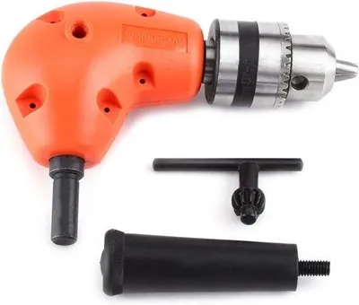 Image de Adaptateur coudé à 90 degrés avec poignée de 95 mm et clé à douille pour perceuse sans fil