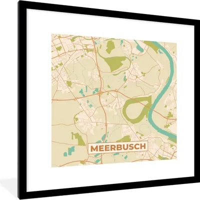 Produktbild von MuchoWow® Gerahmtes Poster Meerbusch - Karte - Stadtplan - Vintage 40x40 cm - Poster mit Schwarzem Bilderrahmen Wandposter Rahmen Foto Bilder - Poster - Plakat im Rahmen