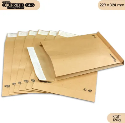 Image de Lot de 250 enveloppes kraft 120g à soufflets c4 - gamme courrier+
