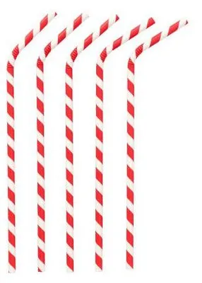Produktbild von 1000 Papstar Trinkhalme Papier Ø 6 mm, 22 cm rot/weiss Stripes flexibel 37053