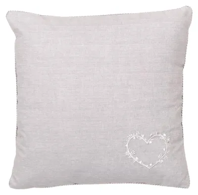 Imagen del producto de Cojín decorativo para el salón CONSTANCE, con bordado de corazón, de algodón, 40 x 40 cm