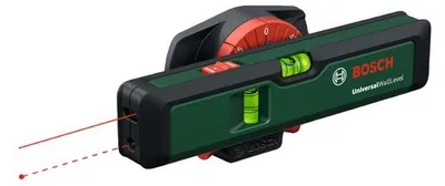 Image de Niveau Laser Bosch UniversalWallLevel, Lignes Horizontales Verticales Diagonales, Portée 5m Ligne 20m Point, Avec Support Mural et 2 Piles AA