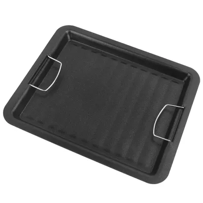 Produktbild von BBQ Edelstahl Grillplatte, 25×30cm, BBQ Plancha, Grillblech, Grillpfanne, Grillschale