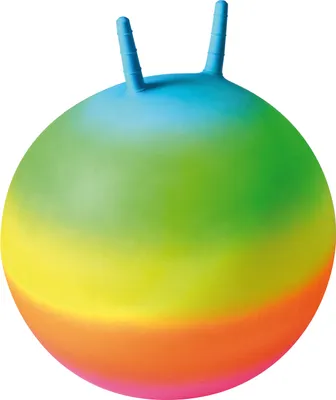 Image de EDUPLAY 170388 Balle rebondissante arc-en-ciel Ø 50 cm, poignées 10 cm, couleur arc-en-ciel