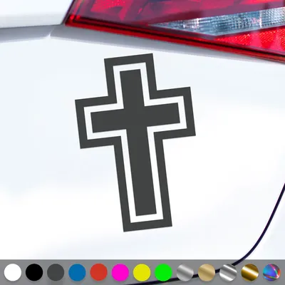 Produktbild von PantherPixel Kreuz Aufkleber Christentum Kirche Jesus Christus Sticker Auto Geschenkidee Farbe Dunkelgrau
