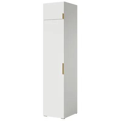 Produktbild von Drehtürenschrank mit Einlegeböden und Aufsatz Napoli 1D 50 Weiß (schwarzer oder goldener Griff)