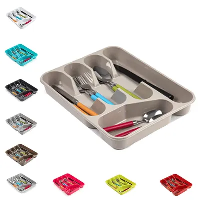 Besteckladen-Organizer 33,5x26,5x4,5 cm taupe 5 Fächer