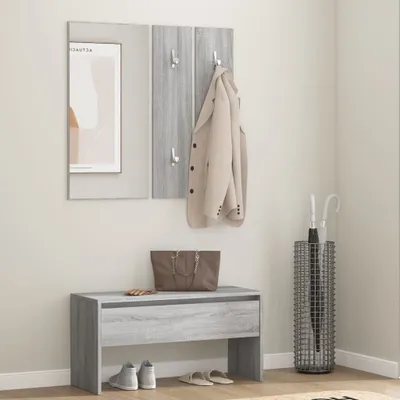Zdjęcie produktu dla vidaXL Zestaw mebli do przedpokoju szary materiał drewnopochodny Sonoma - Zestaw mebli do przedpokoju - Zestawy mebli do przedpokoju - Meble do przedpokoju - Zestaw mebli do przedpokoju