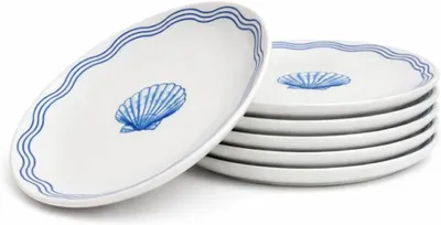 Obrázok produktu pre Raňajkový tanier 19 cm, porcelán, modrá a biela, súprava 6 ks, na koláč