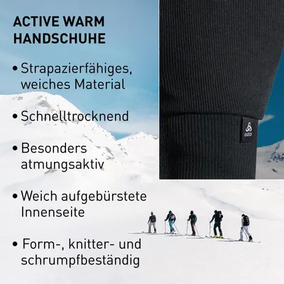 Produktbild von Odlo Sporthandschuhe Active Warm | Schwarz | Größe M | Unterziehhandschuhe | Ski Handschuhe