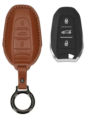 Produktbild von kwmobile Schlüsselhülle für Peugeot Citroën 3-Tasten Smartkey (Keyless Go) Hülle Leder - Autoschlüssel Schlüssel Hülle - Schlüsselcover