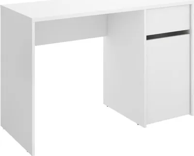 Image de Bureau BALI Blanc, 1 Tiroir, 1 Porte, 110,3 x 50,2 x 74,2 cm
