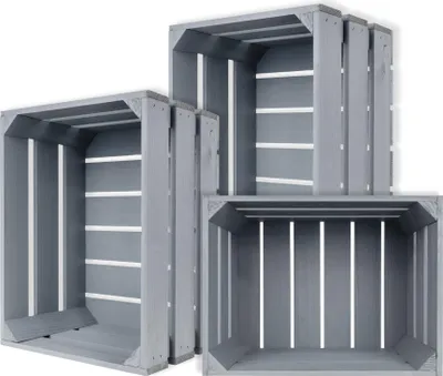 Image de Creative Deco Lot de 3 Caisse en Bois Gris 40 x 30 x 23 cm Caisse Rangement Bois