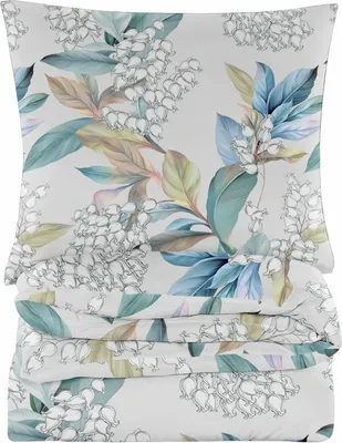 A folded bedding set with a floral pattern.