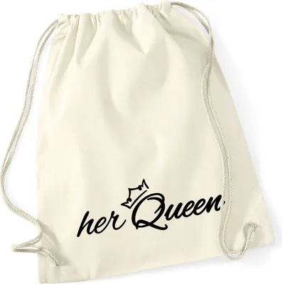 Produktbild von Huuraa Turnbeutel her Queen Krone 12 Liter Natural Baumwolle Rucksack Geschenkidee