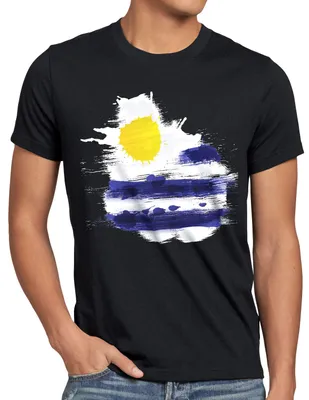 Produktbild von BaumwolleCloud Flagge Uruguay Herren T-Shirt Fußball Sport Flag WM EM Fahne