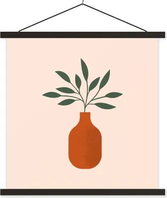 Produktbild von MuchoWow® Textilposter Vase - Sommer - Pflanze 60x60 cm mit schwarzem Rahmen - Posteraufhänger