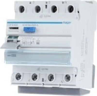 Zdjęcie produktu dla HAGER CDF640D RCD 4P 10kA 40A 30mA TypeF (CDF640D)