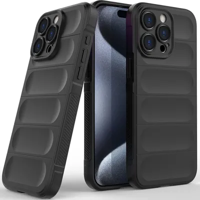 Produktbild von iPhone 15 Pro Hülle, Weich TPU Silikon Stossfest Anti-rutsch Schutzhülle für iPhone 15 Pro Schwarz