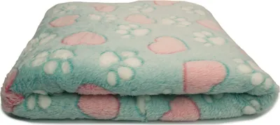 Obrázek produktu pro Minky Plyšové tlapky pro psy s oboustranným potiskem, zelené, 50 x 160 cm