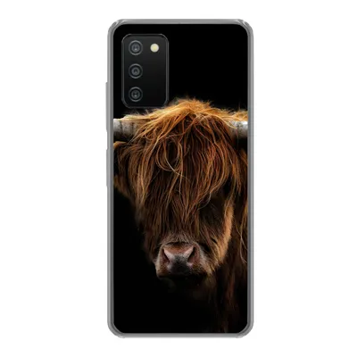 Produktbild von MuchoWow® Handyhülle Schutzhülle Hülle für Samsung Galaxy A03s Schottischer Highlander - Hörner - Schwarz - Tiere - Natur - Wild - Kuh Silikon Softcase Handy Hülle - Schutz