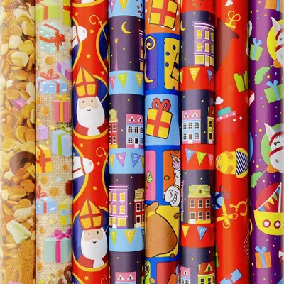Productafbeelding van Sinterklaaspapier Pakpapier inpakpapier - 3 meter x 70 cm - 12 rollen
