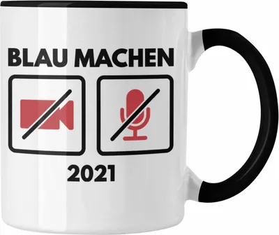 Produktbild von Trendation - Lustige Tasse Home Office 2022 Blau Machen Homeoffice Kaffeetasse Gadgets Witziger Spruch Lehrerin (Schwarz)
