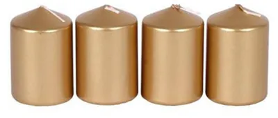 Produktbild von Metallic-Stumpenkerzen gold 4er-Set Adventskerzen Weihnachtskerzen Tischdeko