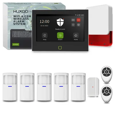 Immagine prodotto di Sistema di allarme HUXGO Wi-Fi GSM 4G HXA700 con sirena, 5 sensori PIR e 1 contatto porta