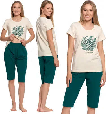 Produktbild von Damen Schlafanzug Zweiteilig Moraj T-Shirt Kurzarm 3/4 Hose S
