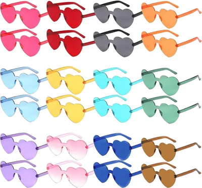 Produktbild von Herzform Sonnenbrillen 24 Paar, 12 Farben, Partyzubehör für Junggesellenabschiede, Hochzeiten