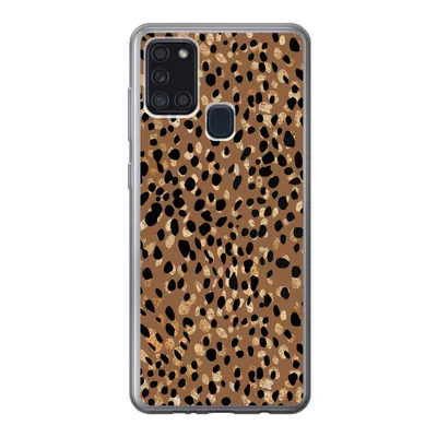 Produktbild von MuchoWow® Handyhülle Schutzhülle Hülle für Samsung Galaxy A21s Tiermuster - Luxus - Gold - Braun Silikon Softcase Handy Hülle - Hartschale