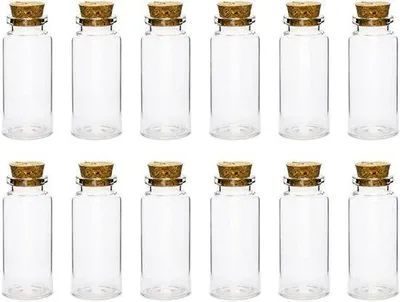 Productafbeelding van Set van 12 Kleine Glazen Flesjes met Kurk