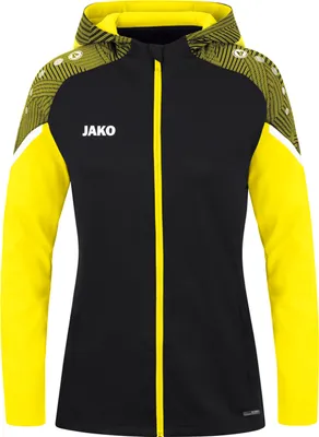 Produktbild von JAKO Damen Kapuzenjacke Performance, Farbe:schwarz/soft yellow, Größe:42