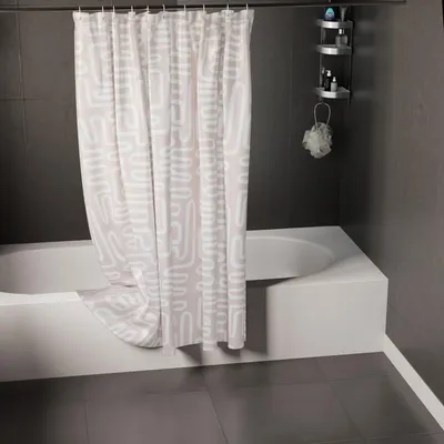 Produktbild von Duschvorhang | Hochwertiges Polyestergewebe, waschbar | Geeignet für Badewannen, Eckduschen und kleine Badezimmer | 180 x 200 cm | Boho-Labyrinth Beige – 10 Haken inklusive