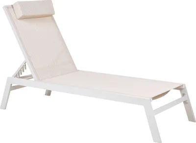 Zdjęcie produktu dla BELIANI Leżak ogrodowy beżowy rama z aluminium biała 190 x 66 cm regulowane oparcie nowoczesny wygląd