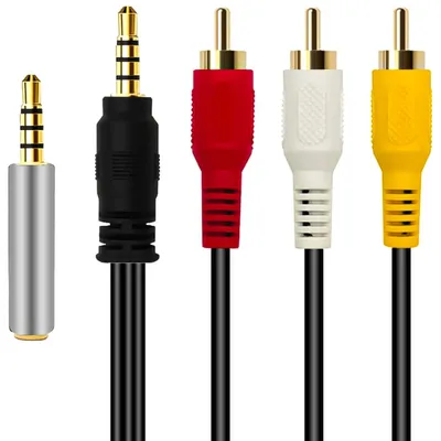 Productafbeelding van RCA-kabel 1,50 m, stekker naar 3,5 jack, met adapter