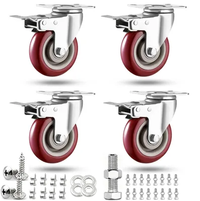 Image de Roulettes pivotantes robustes de 10 cm - Lot de 4 avec frein, pour meubles et établis