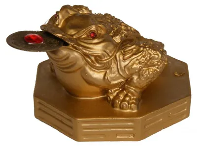 Produktbild von "Money Frog" Kunststein goldfarben 5x7cm