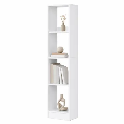 Produktbild von 4-stöckiges Bücherregal Würfelregal, 24 x 30 x 124 cm, Weiß | Bücherschrank, offenes Regal aus Holz, Aufbewahrung & Präsentation, für Wohnzimmer Home