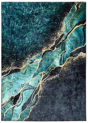 Produktbild von Mazovia Teppich Modern Abstrakt, Glamour, Marmor - Wohnzimmer, Schlafzimmer, Esszimmer, Büro - Kurzflor - Rechteckig - Maschinenwaschbar - 140x200 cm
