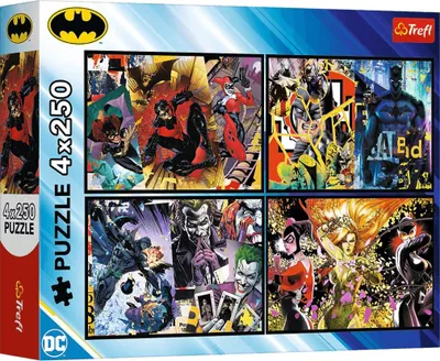 Zdjęcie produktu dla Trefl Puzzle Batman 4 x 250 el. Batman w akcji, 250 szt., Komiksy, 7 lat(a)