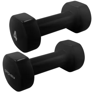 Productafbeelding van Spokey - Korte halter, vinyl, gevormd (set van 2) PP7862 (4 kg) (zwart)